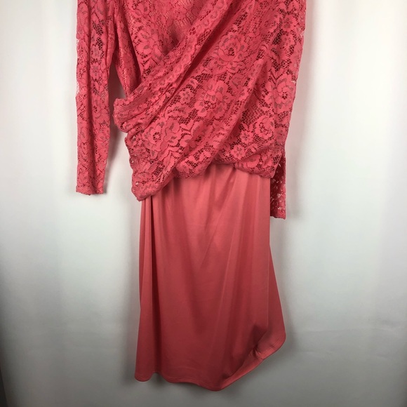 American Living Coral Pink Knee Length Lace Dress - Size 14 - Picture 12 of 14